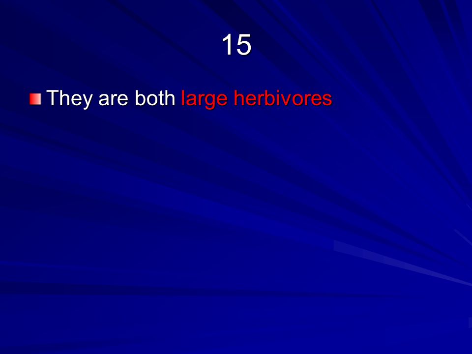 15 They are both large herbivores