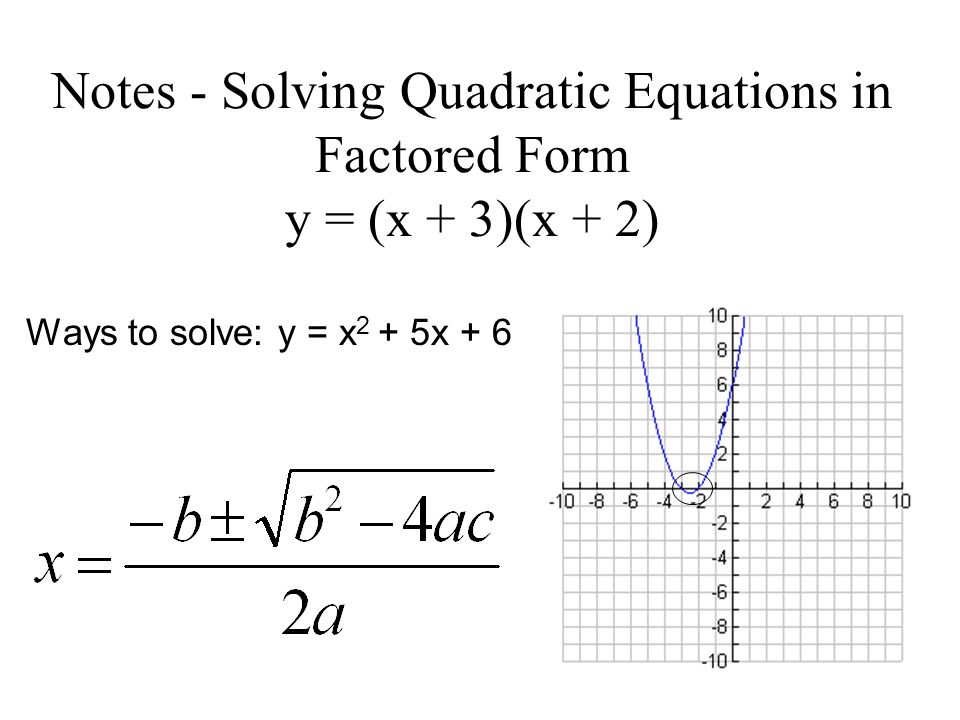 Notes - Solving Quadratic Equations in Factored Form y = (x + 3)(x + 2)