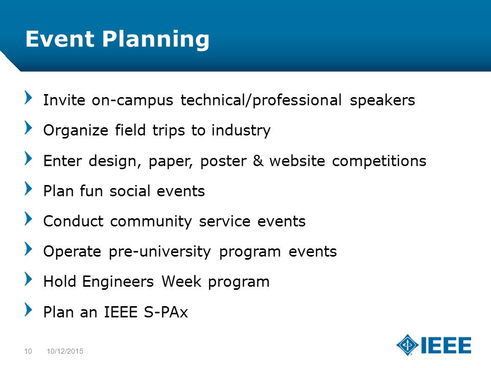 Event Planning Invite on-campus technical/professional speakers