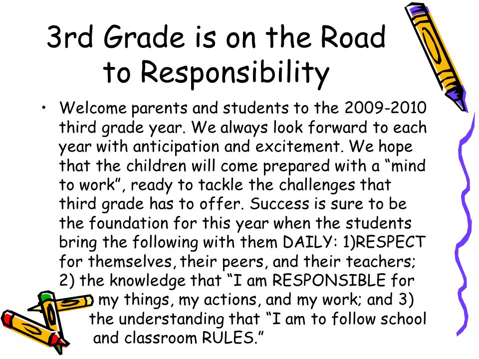 3rd Grade is on the Road to Responsibility
