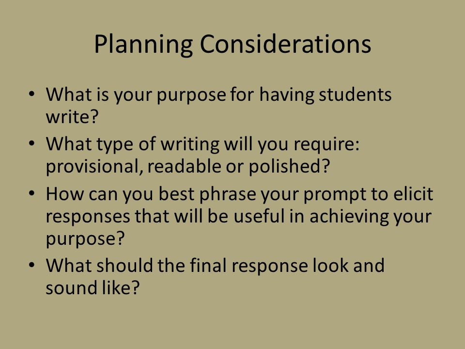 Planning Considerations