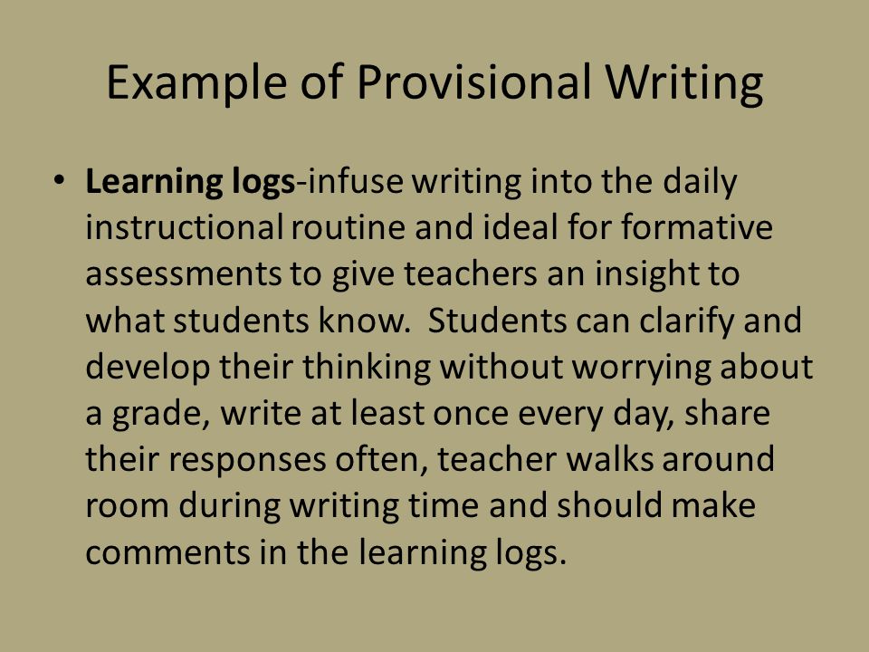 Example of Provisional Writing