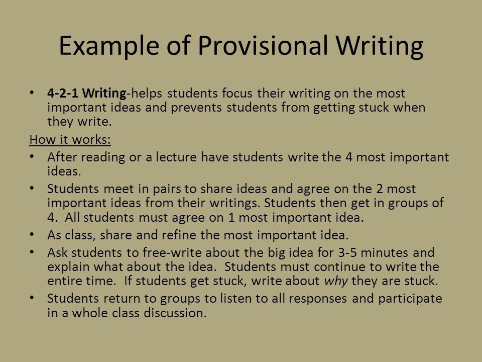 Example of Provisional Writing
