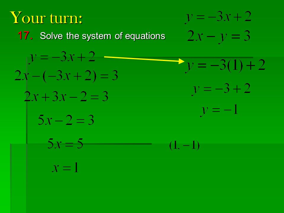 Your turn: 17. Solve the system of equations