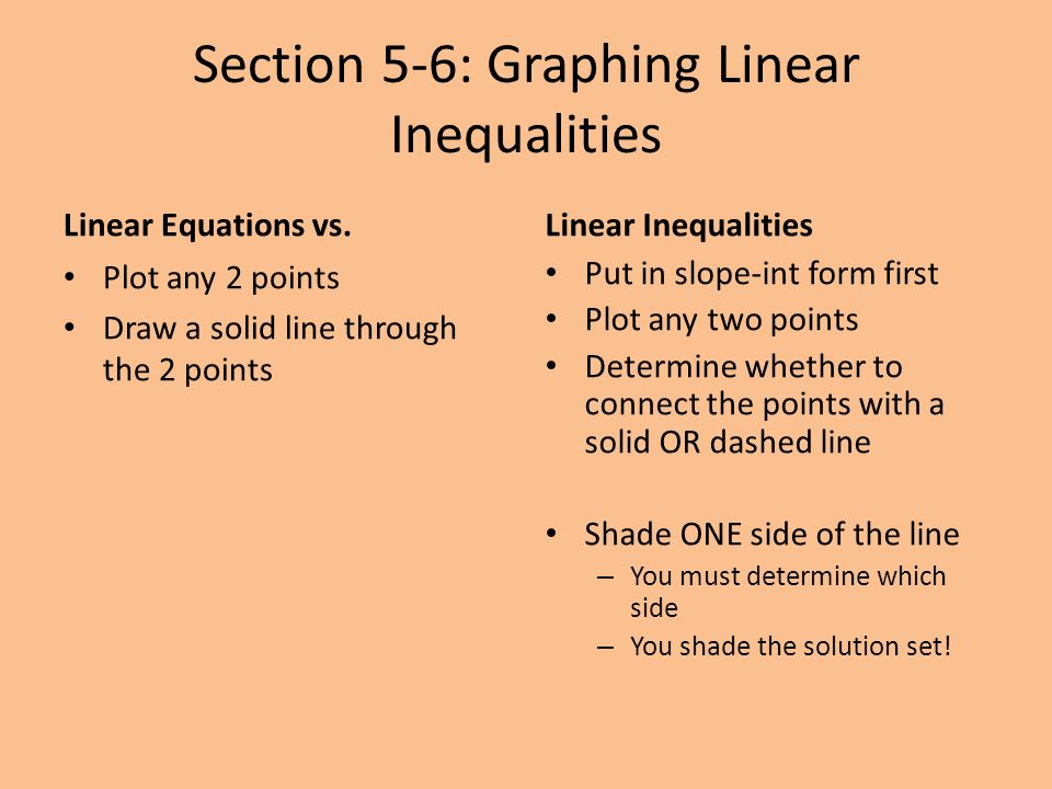 Section 5-6: Graphing Linear Inequalities
