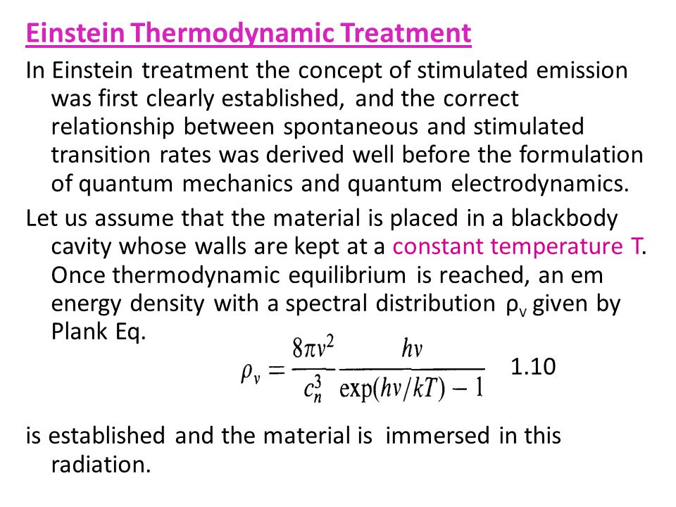Einstein Thermodynamic Treatment