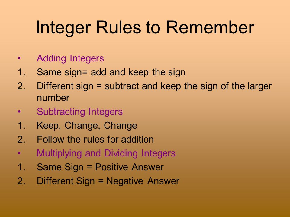Integer Rules to Remember