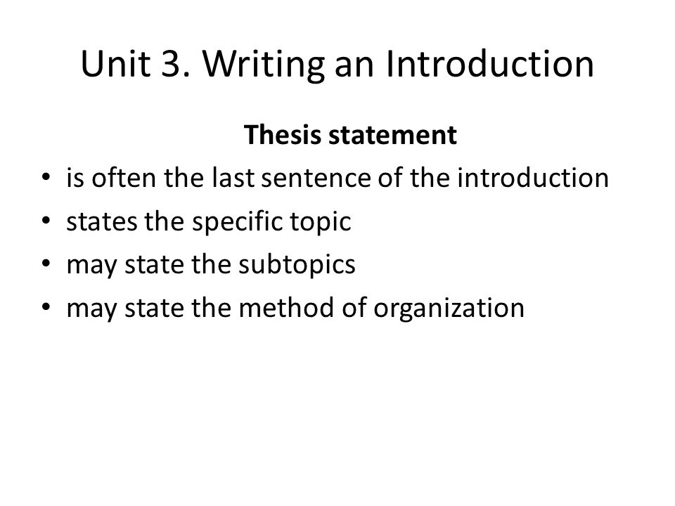 Unit 3. Writing an Introduction