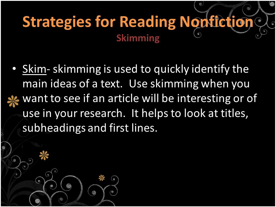 Strategies for Reading Nonfiction Skimming