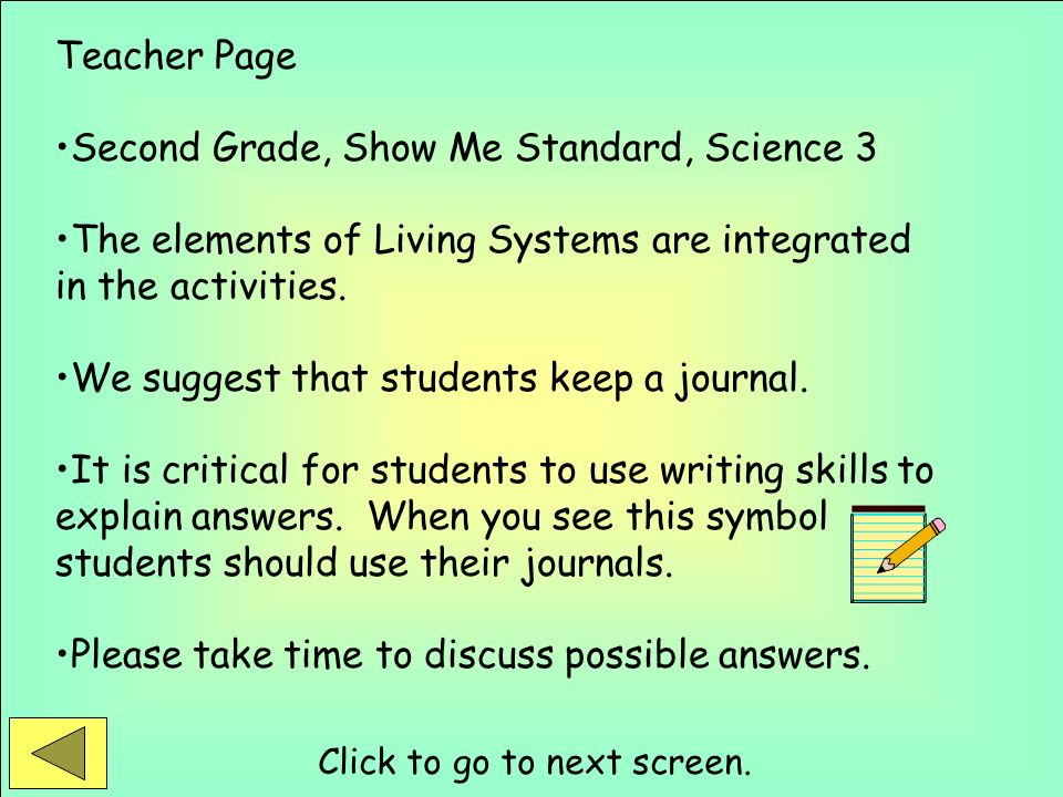 Second Grade, Show Me Standard, Science 3