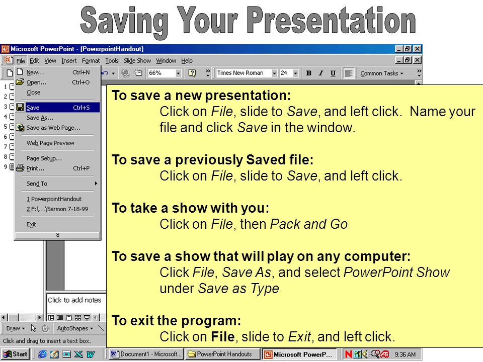 Saving Your Presentation
