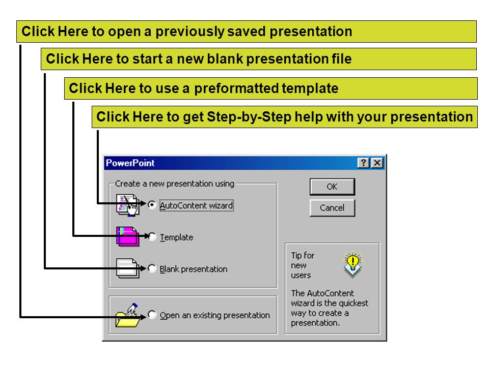 Click Here to open a previously saved presentation