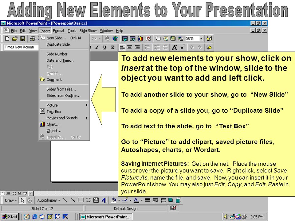 Adding New Elements to Your Presentation