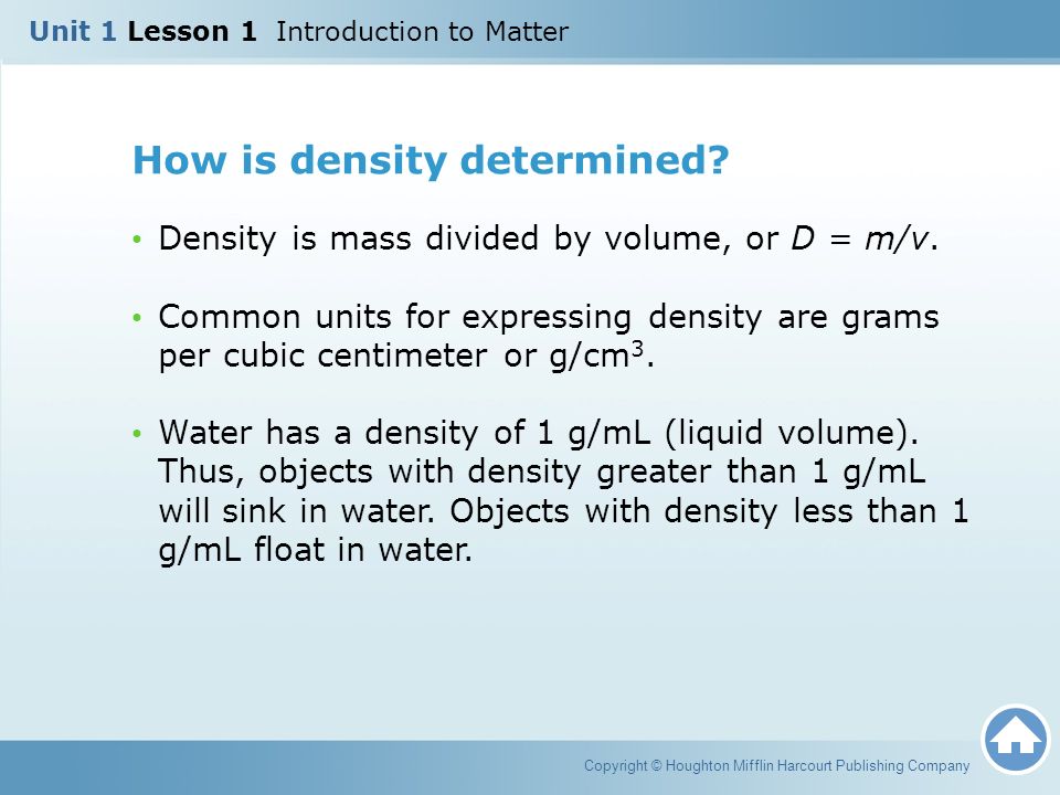 How is density determined