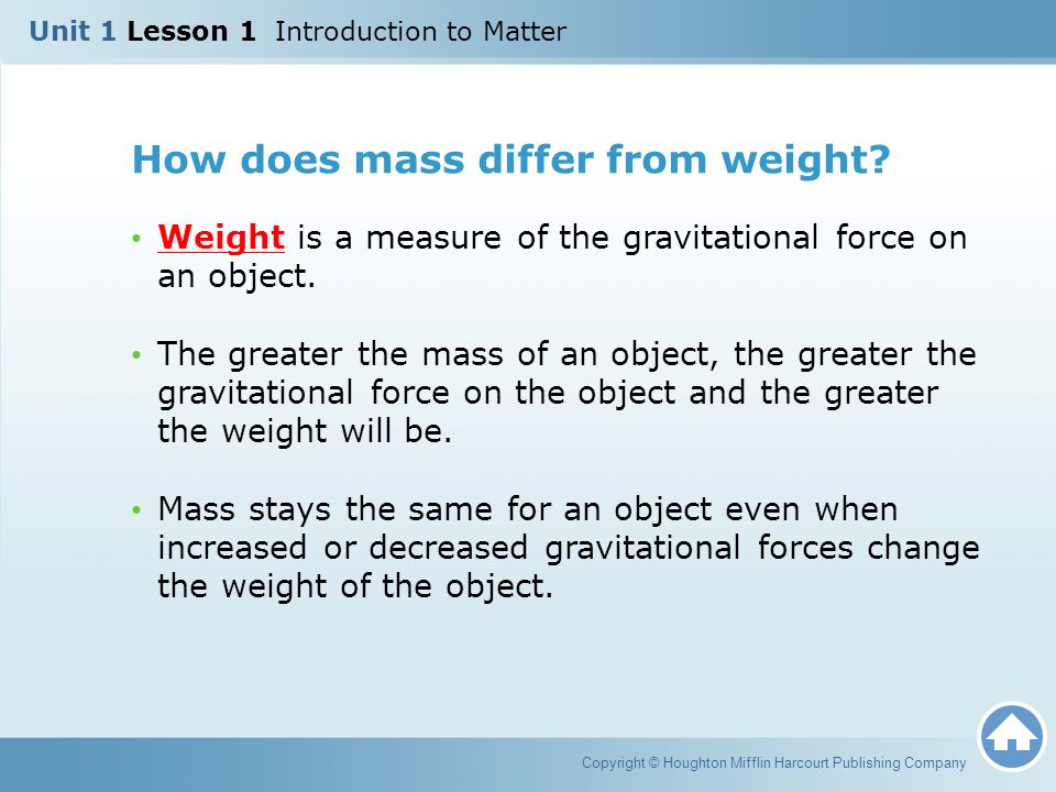 How does mass differ from weight