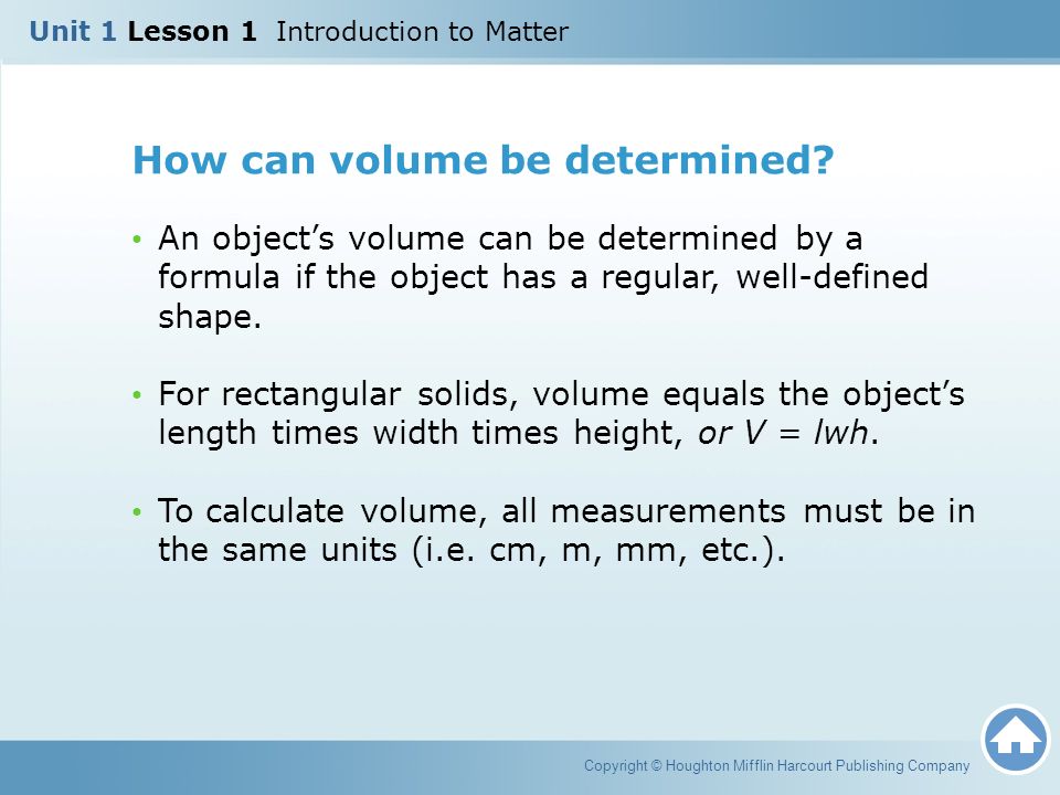 How can volume be determined