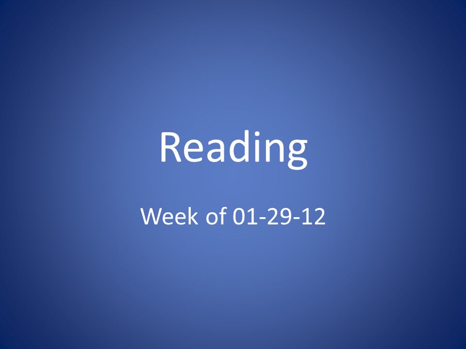 Reading Week of