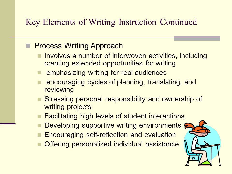 Key Elements of Writing Instruction Continued