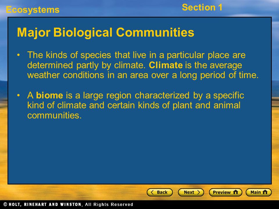 Major Biological Communities