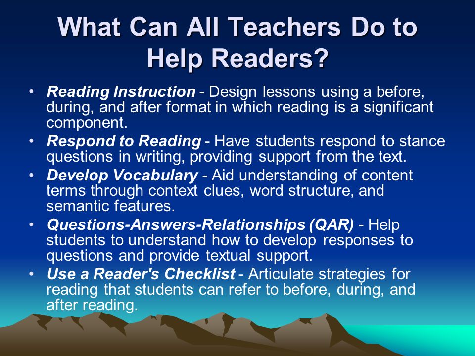 What Can All Teachers Do to Help Readers