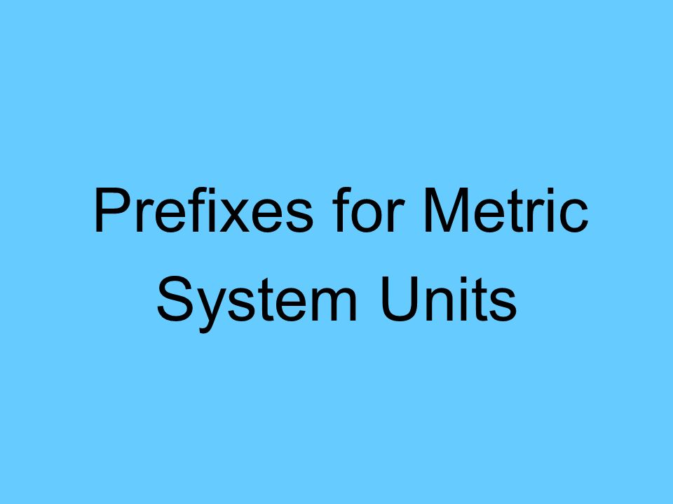 Prefixes for Metric System Units