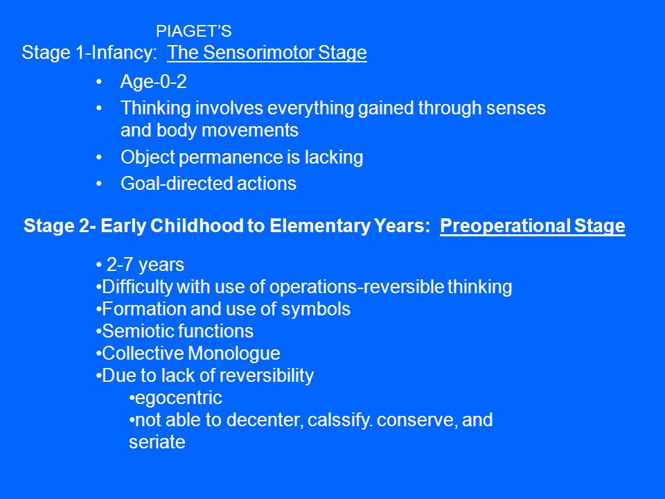 PIAGET’S Stage 1-Infancy: The Sensorimotor Stage