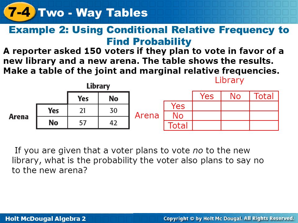 Example 2: Using Conditional Relative Frequency to Find Probability