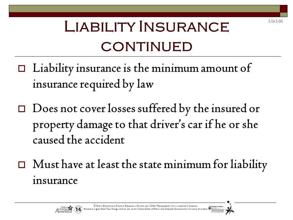 Liability Insurance continued