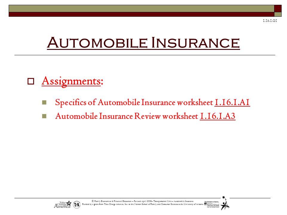 Automobile Insurance Assignments: