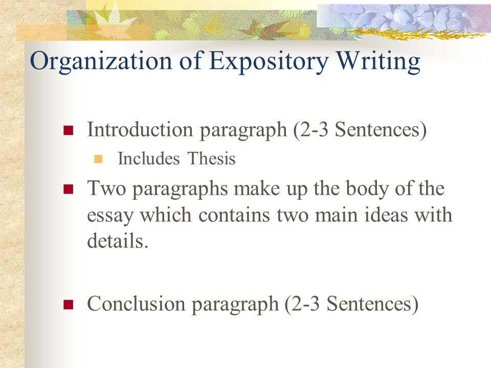 Organization of Expository Writing