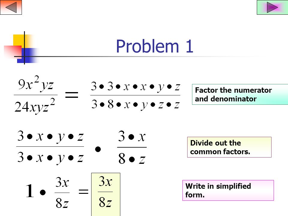 Problem 1 Factor the numerator and denominator