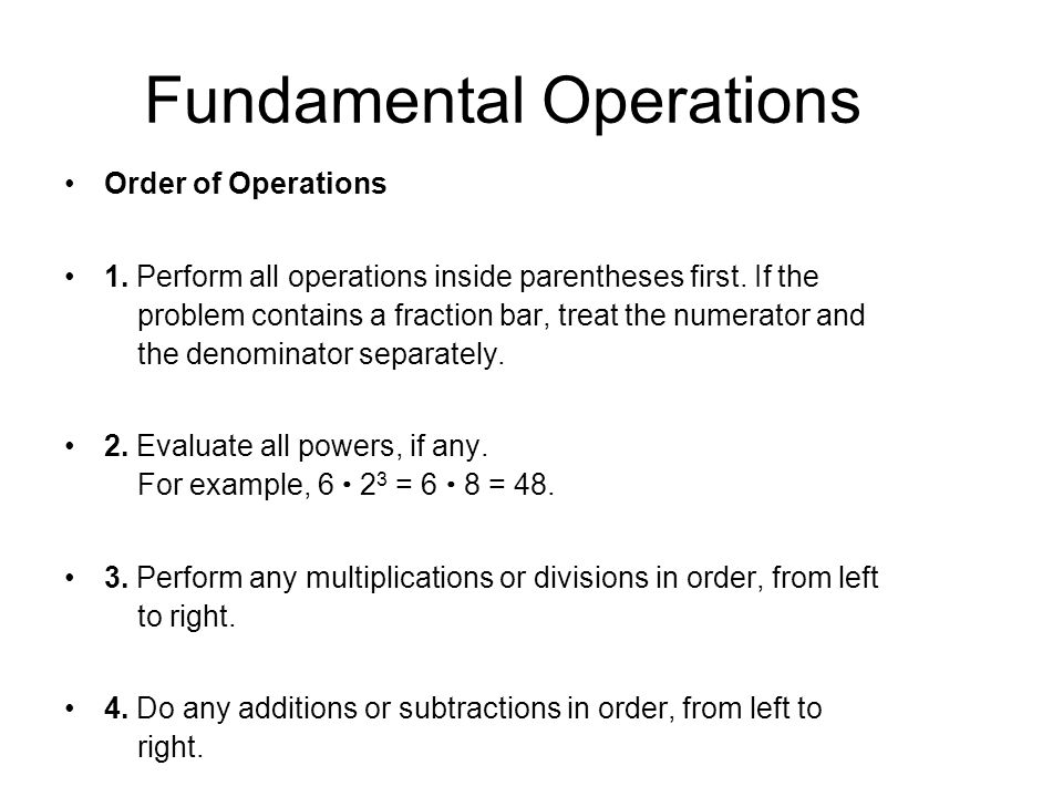 Fundamental Operations