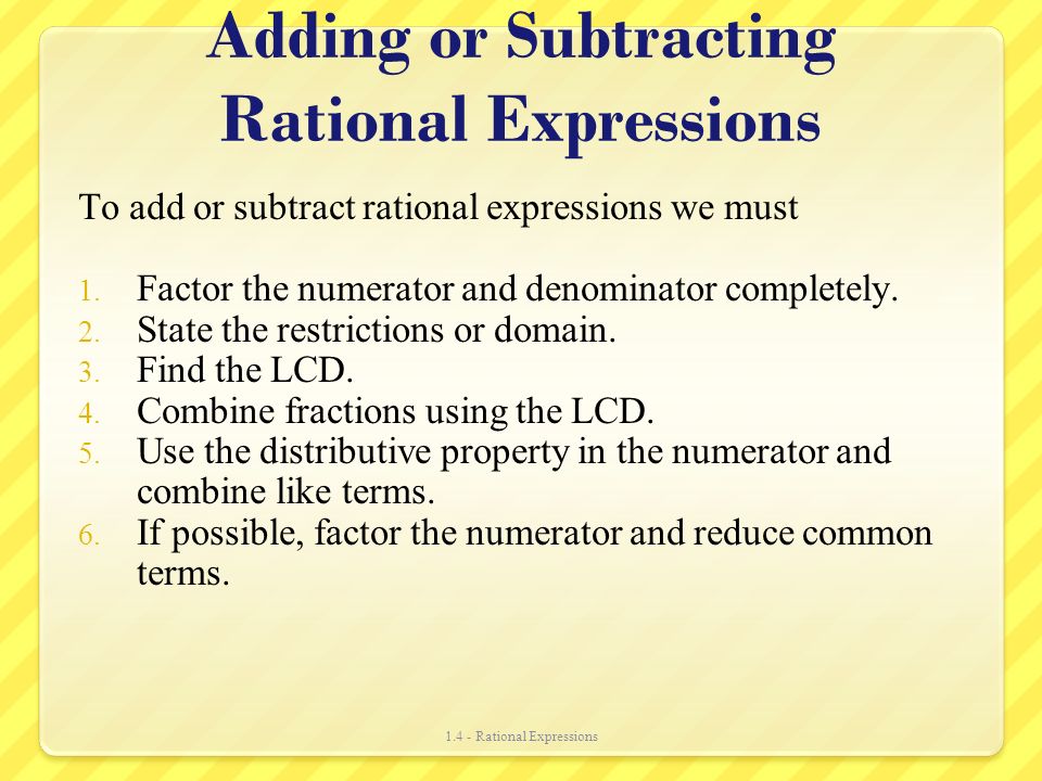 Adding or Subtracting Rational Expressions