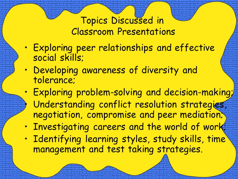 Topics Discussed in Classroom Presentations