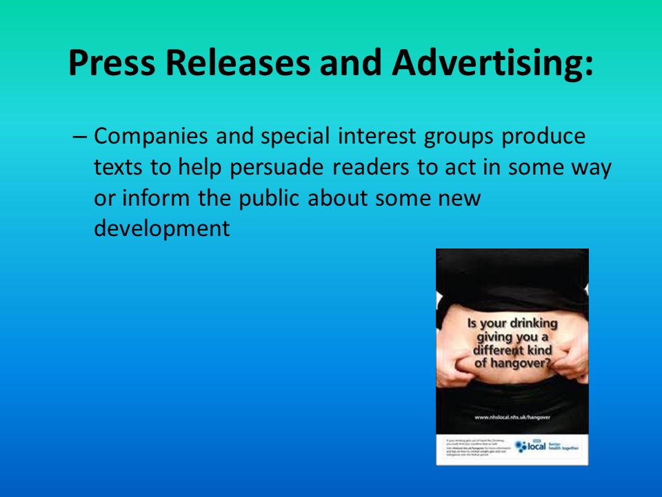 Press Releases and Advertising: