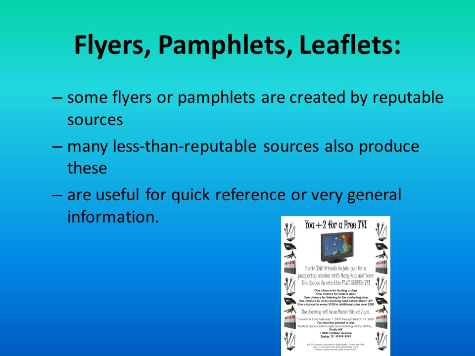 Flyers, Pamphlets, Leaflets: