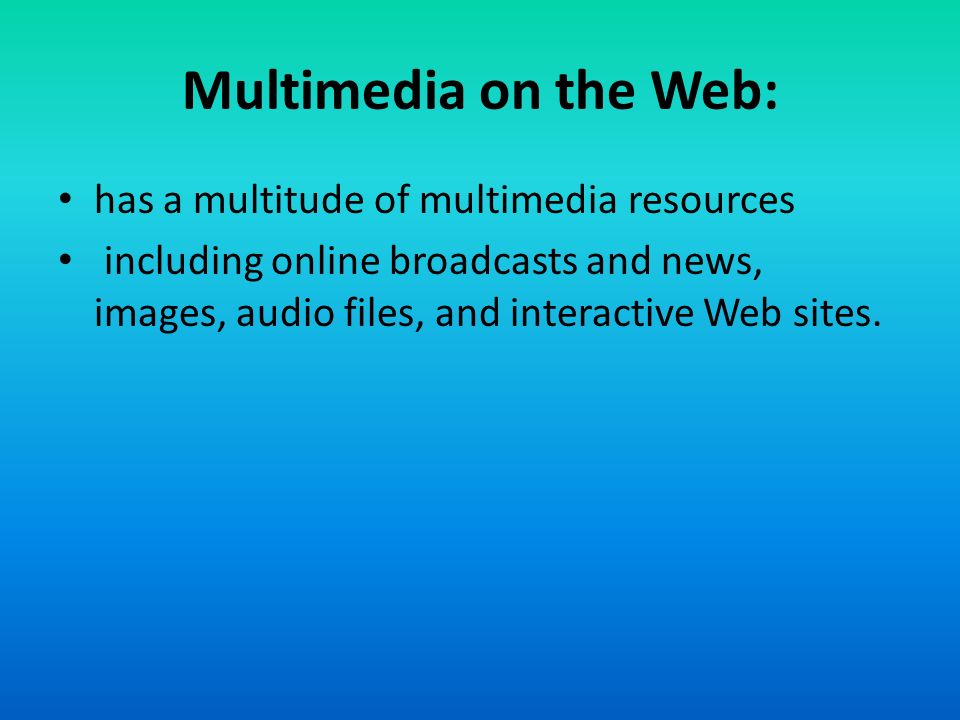 Multimedia on the Web: has a multitude of multimedia resources