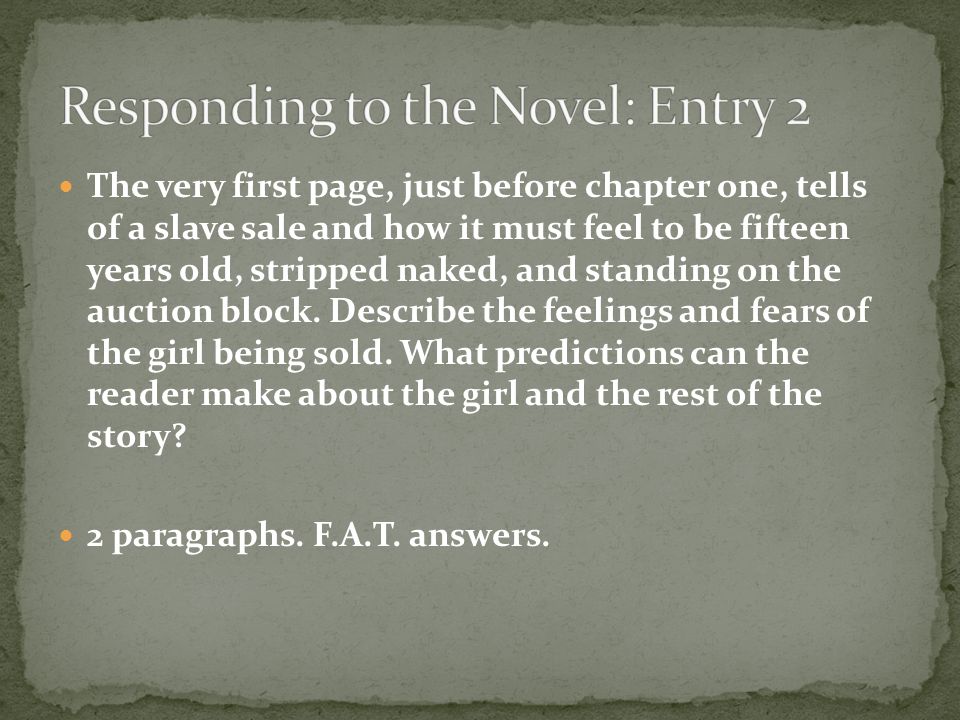Responding to the Novel: Entry 2