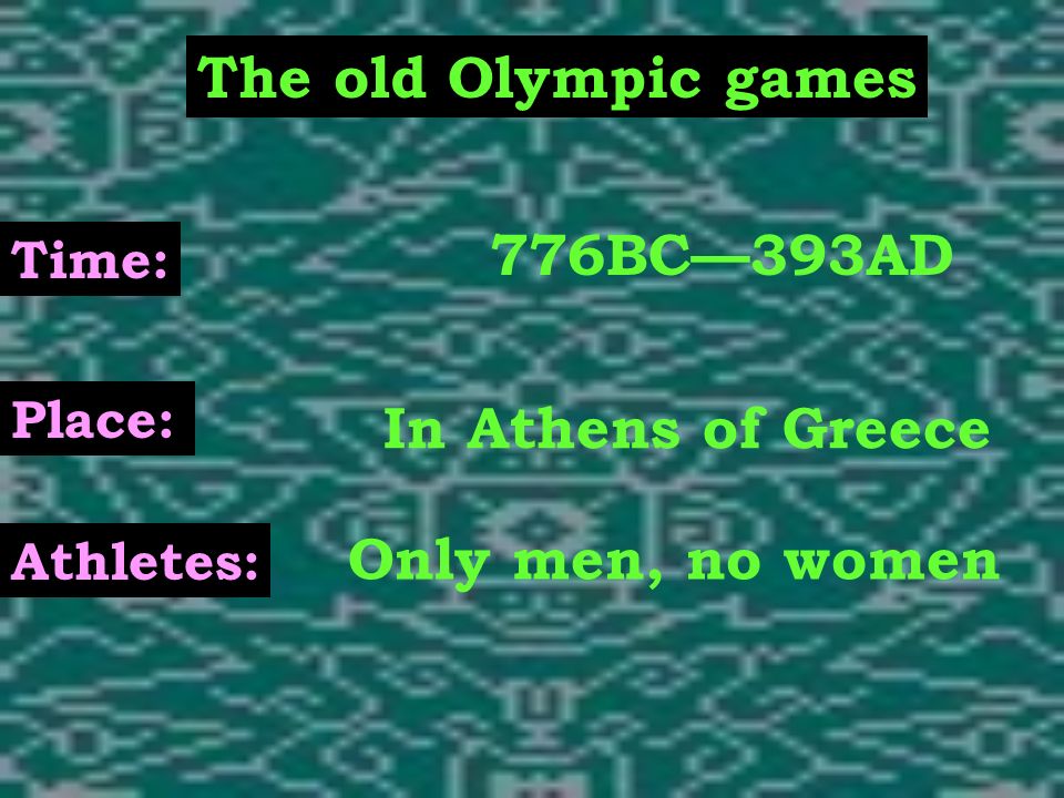 The old Olympic games 776BC—393AD In Athens of Greece
