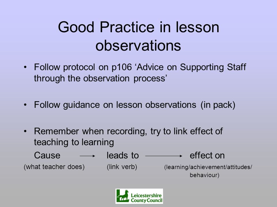 Good Practice in lesson observations