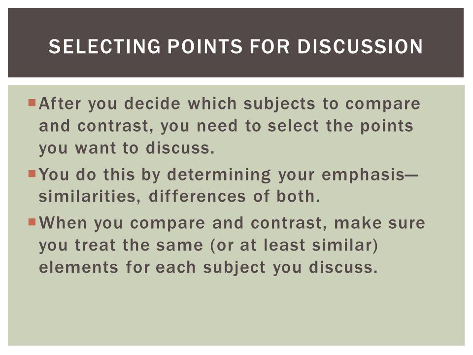 Selecting points for discussion