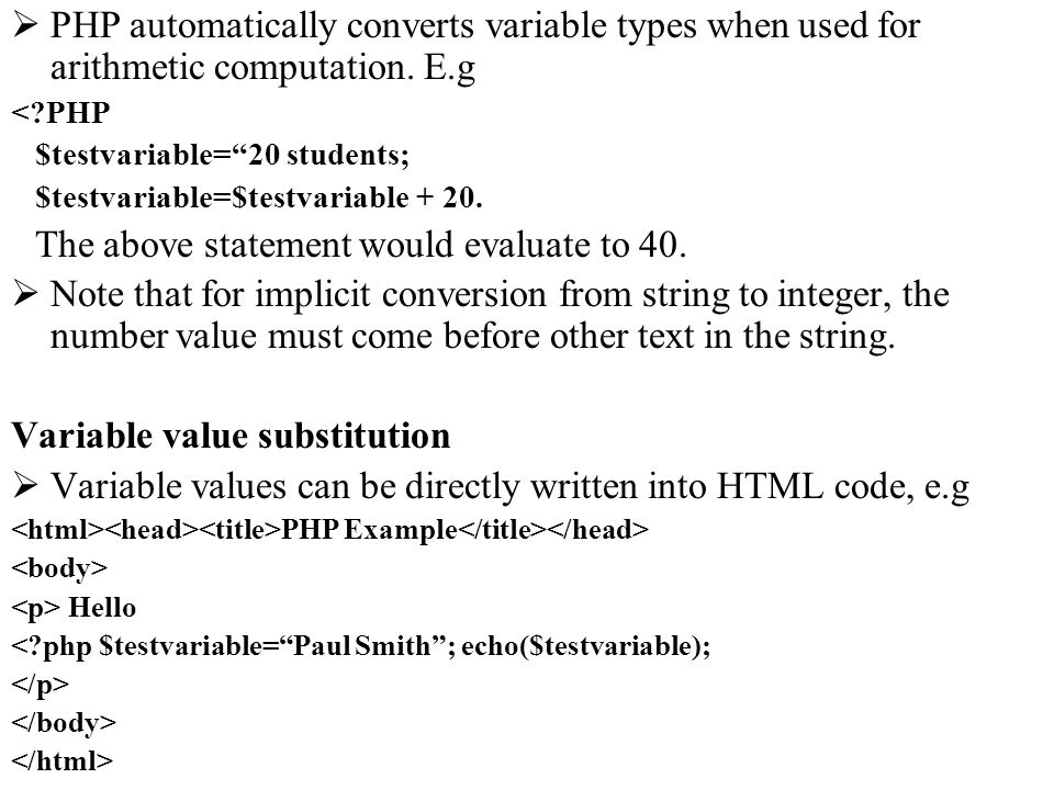 Variable value substitution