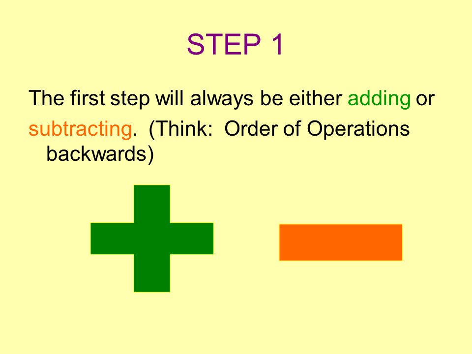 + - STEP 1 The first step will always be either adding or