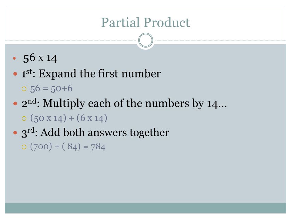 Partial Product 1st: Expand the first number