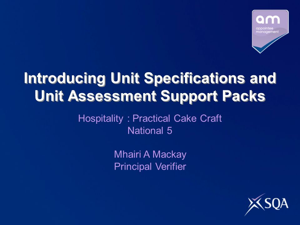 Introducing Unit Specifications and Unit Assessment Support Packs