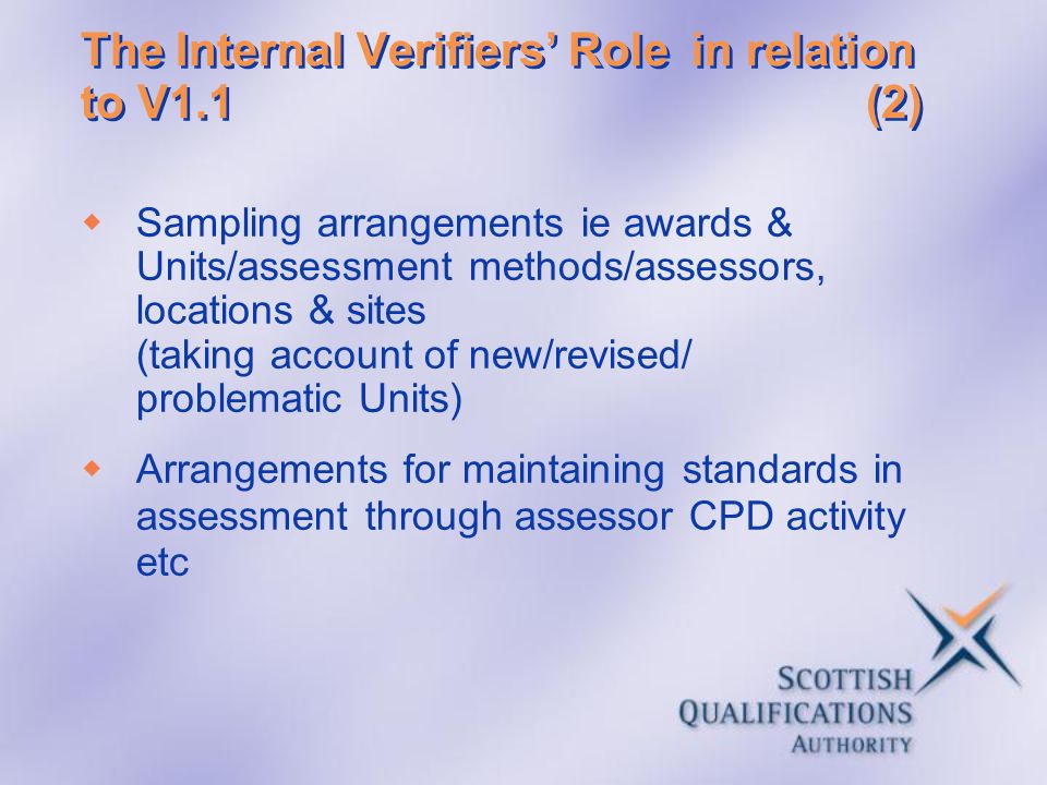 The Internal Verifiers’ Role in relation to V1.1 (2)