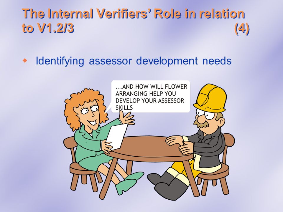 The Internal Verifiers’ Role in relation to V1.2/3 (4)