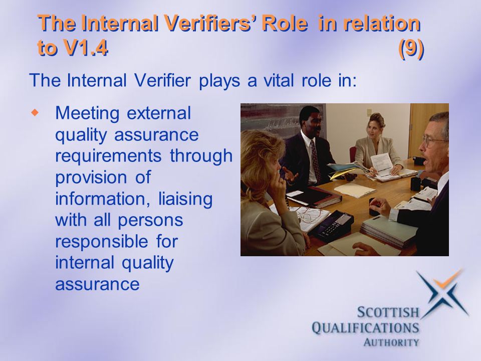 The Internal Verifiers’ Role in relation to V1.4 (9)
