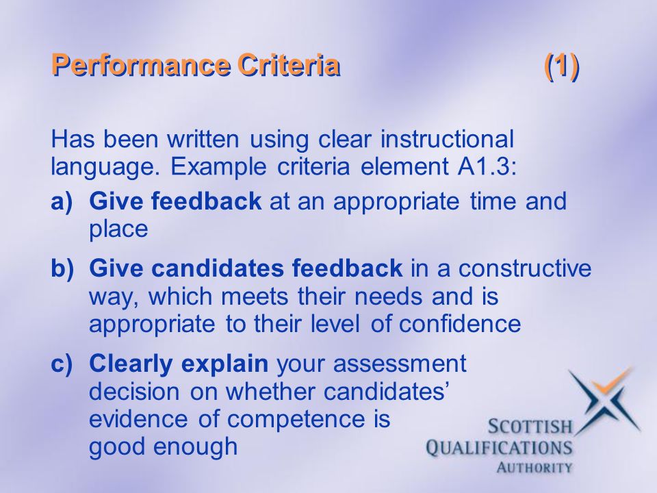 Performance Criteria (1)