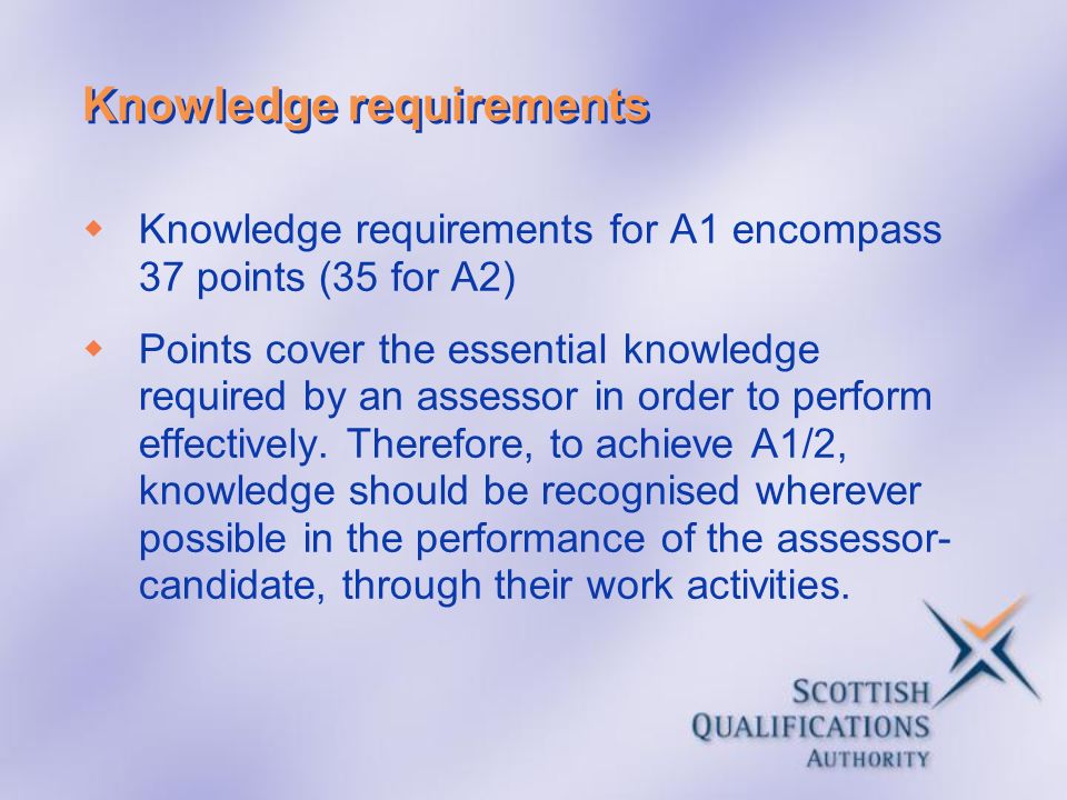 Knowledge requirements